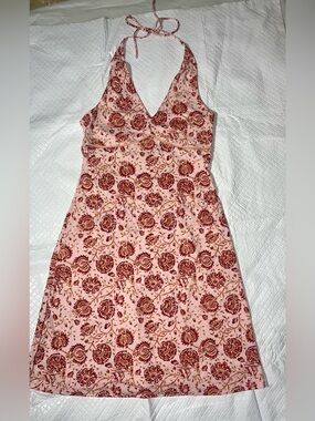 Parallel Studio Wo Sz Medium Pink Floral Halter Maxi Dress
